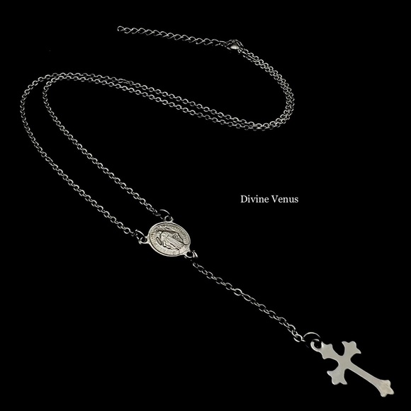 Rosary Style Necklace - Stainless Steel - Handmade - Picture 3 of 6